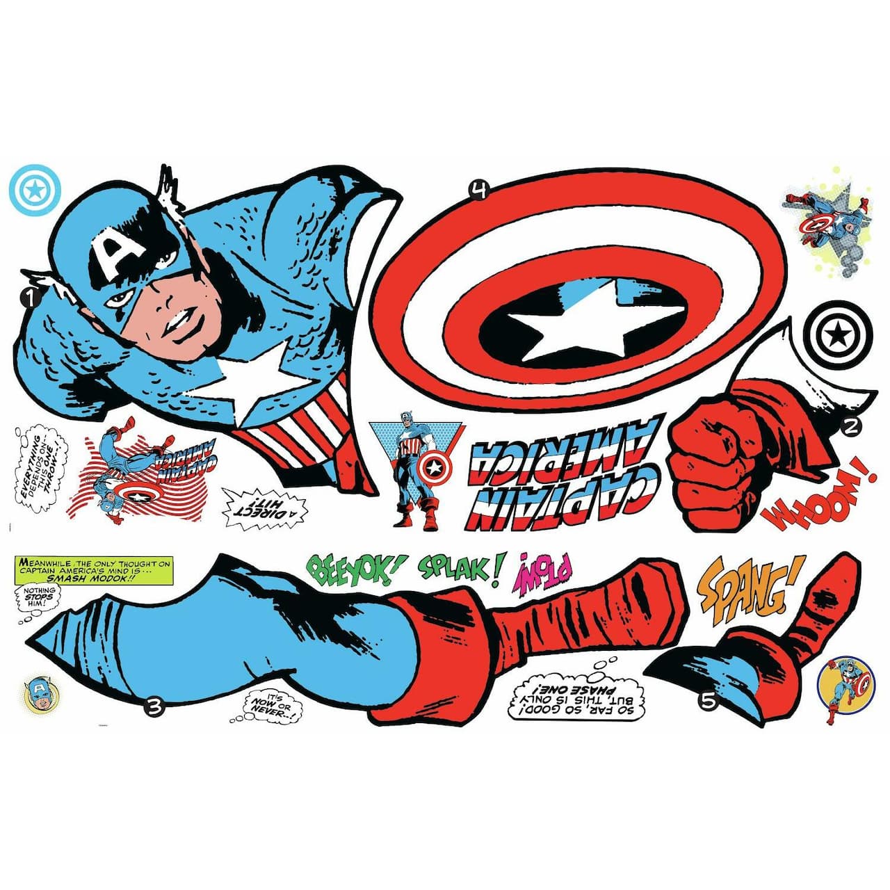 RoomMates Marvel Classic Captain America Comic Peel & Stick Giant Wall Decal